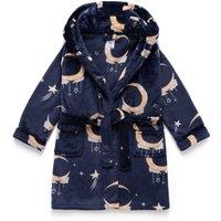 Chelsea Peers Girls Hooded Lunar Print Fleece Dressing Gown - Dark Blue