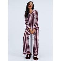 Boux Avenue Stripe Satin Oversized Pj Set - Plum
