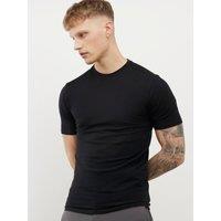 River Island Muscle Fit Cotton Blend Stretch T-Shirt - Black