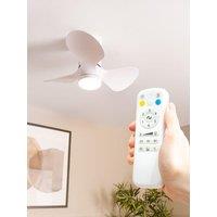 Valuelights Matt White 24 3 Blade Ceiling Fan With Integrated Led Light And Remote Control