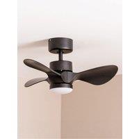 Valuelights Matt Black 24 3 Blade Ceiling Fan With Integrated Led Light And Remote Control