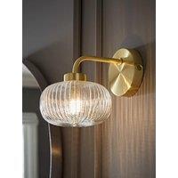 Valuelights Amaia Gold Ip44 Wall Light With Clear Ribbed Glass