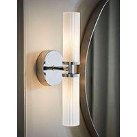 Valuelights Canya Ip44 2 Way Chrome Wall Light With Reeded Glass
