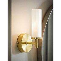 Valuelights Canya Ip44 Brushed Gold Wall Light With Reeded Glass