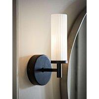 Valuelights Canya Ip44 Matt Black Wall Light With Reeded Glass