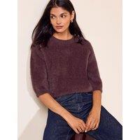 Friends Like These Womens Berry Eyelash Crew Neck 3/4 Sleeve T-Shirt - Pink
