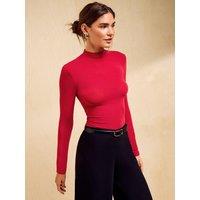 Friends Like These Womens High Neck Lightweight Long Sleeve Jersey Top - Red