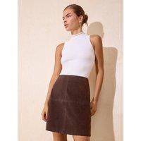Friends Like These Womens A-Line High Waist Faux Suede Mini Skirt - Chocolate