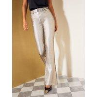 Friends Like These Womens Metallic Finish High-Rise Bootcut Jeans - Gold