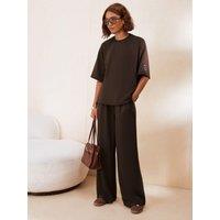 Friends Like These Womens Soft Scuba Relaxed Longer Sleeve T-Shirt - Brown