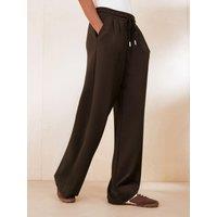 Friends Like These Womens Scuba Pleated Wide Leg Jogging Bottoms - Brown