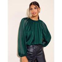 Friends Like These Womens Lurex Stripe Floaty Blouse - Green
