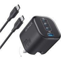 Anker Zolo 4-Port Usb-C Charger, 70W Super Fast Charging With Usb-C Cable, Black