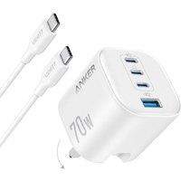Anker Zolo 4-Port Usb-C Charger, 70W Super Fast Charging With Usb-C Cable, White