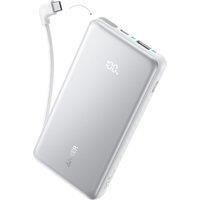 Anker Zolo Power Bank, 10,000Mah 22.5W With Built-In Usb-C Cable, White
