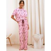 Friends Like These Womens Cheers Drawstring Waist Cocktail Print Pyjama Set - Pink