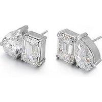 Say It With Toi Et Moi 2-Stone Sparkle Stud Earrings - Silver