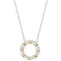 Say It With Two Tone Sparkle Circle Pendant Necklace