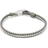 Say It With Mens Rope Silver-Tone Detail Hook Clasp Bracelet - Grey