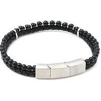 Say It With Mens Matte Beaded Braided Bracelet - Black