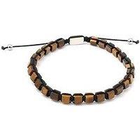 Say It With Mens Adjustable Rope Wood Bead Bracelet - Brown