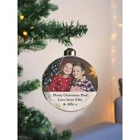 The Personalised Memento Company Personalised Message Photo Upload Glass Bauble
