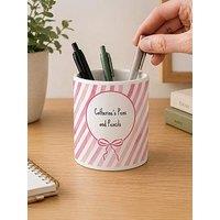 The Personalised Memento Company Personalised Pink Stripy Make-Up Brush Holder