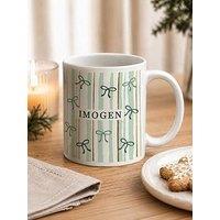 The Personalised Memento Company Personalised Striped Mug With Bow