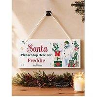 The Personalised Memento Company Personalised The Snowman Christmas Wishes Santa Stop Here Sign