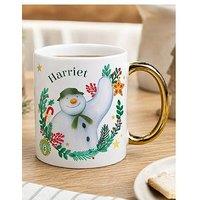 The Personalised Memento Company Personalised The Snowman Christmas Wishes Gold Handle Mug
