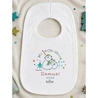 The Personalised Memento Company Personalised The Snowman My 1St Christmas Bib