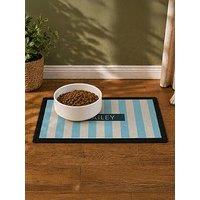 The Personalised Memento Company Personalised Blue Stripe Pet Bowl Mat
