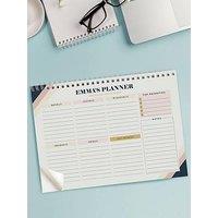 The Personalised Memento Company Personalised Free Text Navy & Blush A4 Desk Planner