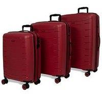 Rock Luggage Resilient 3Pc Set Red Suitcase