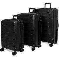 Rock Luggage Resilient 3Pc Set Black Suitcase