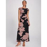 Jolie Moi Womens Multiway Neckline Mesh Ruched Maxi Dress - Pink