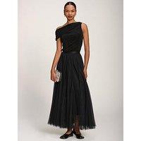 Jolie Moi Womens Tulle Godet Maxi Skirt - Black