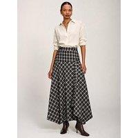 Jolie Moi Womens Asymmetric Check Maxi Skirt - Black