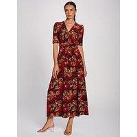 Jolie Moi Womens Wrap Tie Waist Jersey Maxi Dress - Red