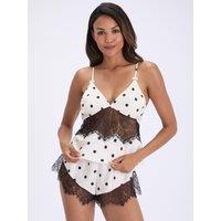Boux Avenue Womens Phoebe Spot Lace Satin Cami Set - White