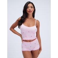 Boux Avenue Womens Candy Cane Seamless Rib Cami Pyjama Top - Pink