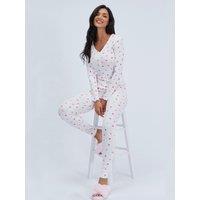 Boux Avenue Womens Heart Rib Henley Pyjama Set - White