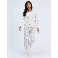 Boux Avenue Womens Deer Button-Through Modal Pyjama Set - White