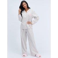 Boux Avenue Womens Stripe Pocket Cotton Pyjama Set - Beige