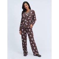 Boux Avenue Womens Dalmation Modal Stretch Pyjama Set - Brown