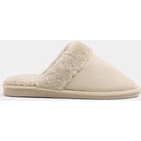 Long Tall Sally Womens Faux Fur Trim Mule Slippers - Cream