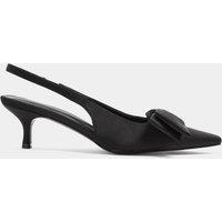 Long Tall Sally Bow Detail Slingback Court Shoes - Black