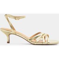 Long Tall Sally Tall Cross Over Strappy Kitten Heel Sandals - Gold