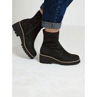 Yours Womens Wide Fit Wedge Stretch Ankle Boots - Black