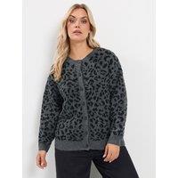 Yours Curve Leopard Crew Neck Cardigan